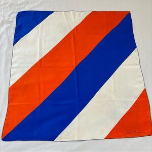 Vintage MCM Dutch Frans Molenaar Scarf Orange White Blue Diagonal Stripe